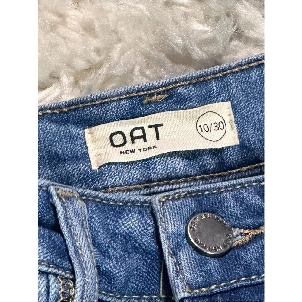 Oat New York Wide-Leg Cropped Jeans - Blue Denim